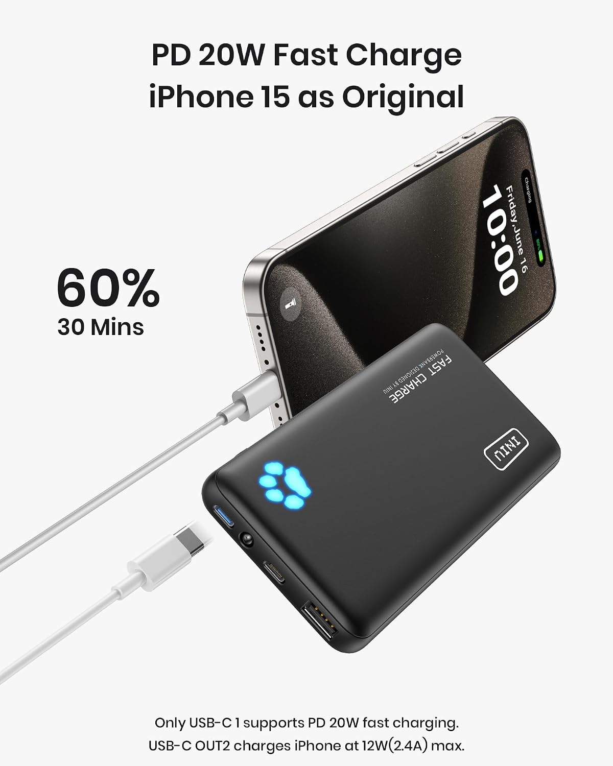 INIU 10000mAh 20W PD 3.0 USB-C Power Bank $9.17 + Free Shipping w/Prime or $35+